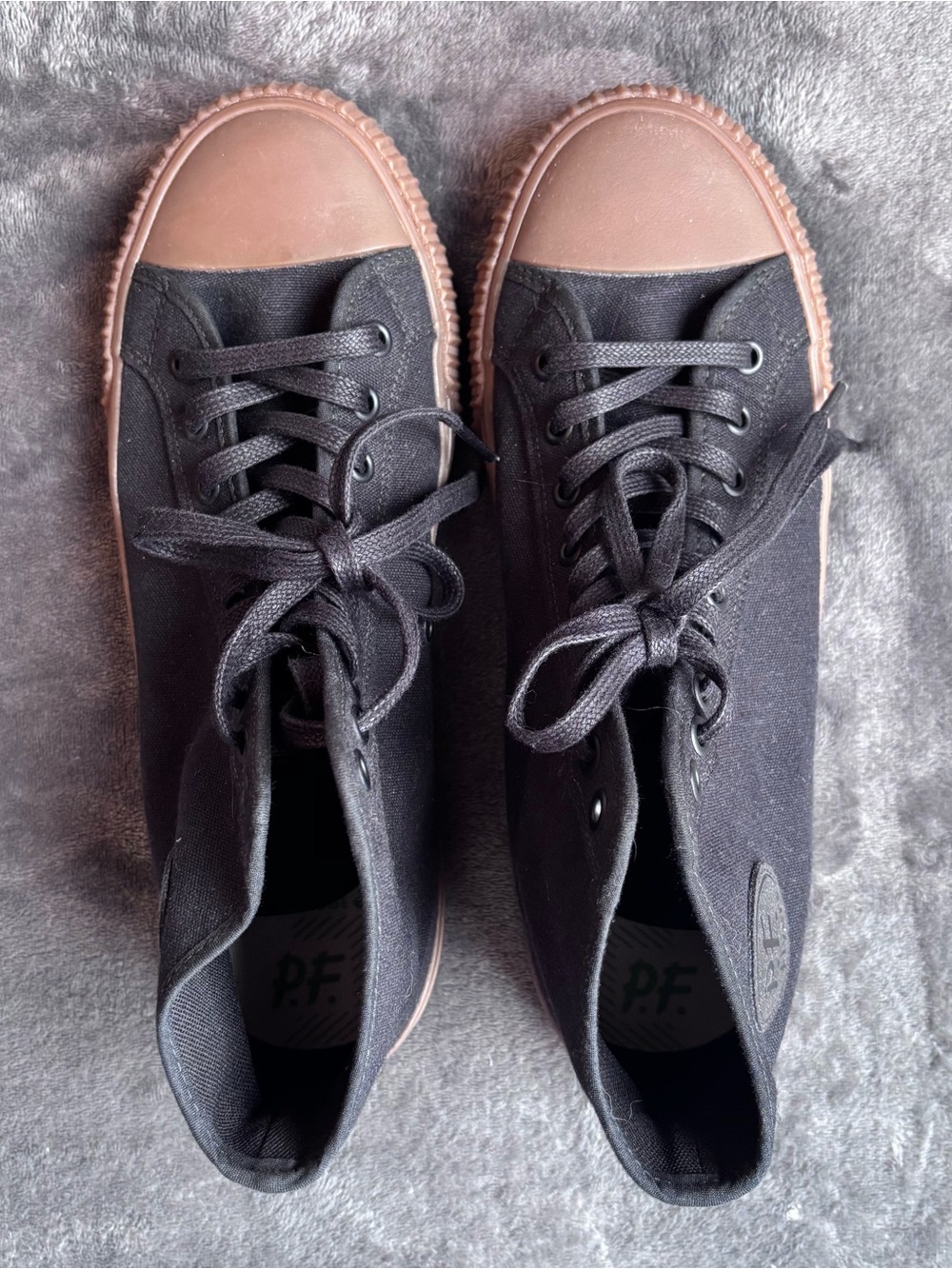 P.F. Flyers The Center High-Top Sneaker in Black Canvas & Gum Men’s 10 Comfort - Picture 6 of 8